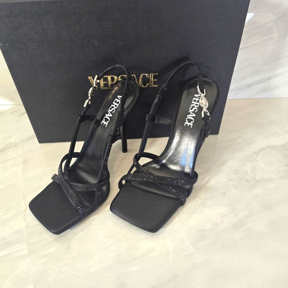 Versace Medusa Black Sparkly Women's Heels